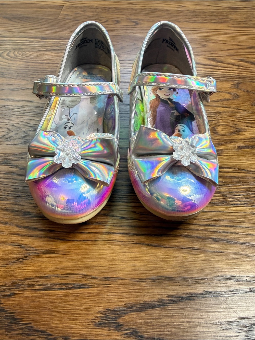 Disney Frozen Toddler Girls Iridescent Mary Jane Dress Up Shoes with Bow Size 9 - Picture 3 of 13